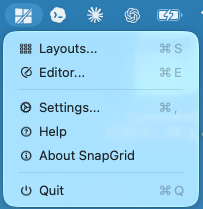 SnapGrid menu bar options
